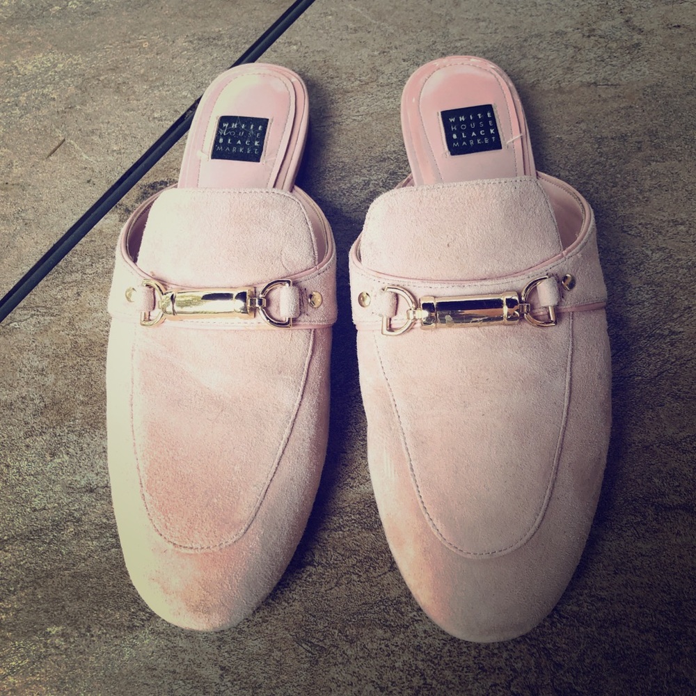 Slides on shoes, light pink, with gold details